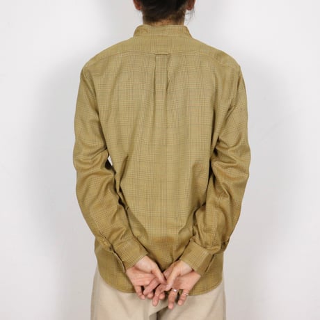 French Vintage Glen Check No Collar Shirts 1980s