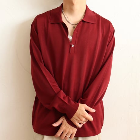 French Vintage "RED WINE" Knit Polo Shirts 1960-70s