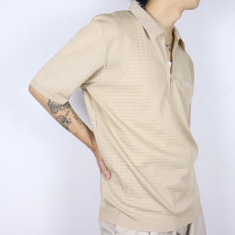 French Vintage Half Zip Knit Polo Shirt 1980s