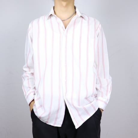 French Vintage Pink Stripe with "E.BERGER" Shirts 1980s