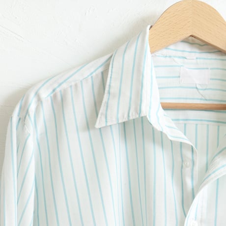 Euro Vintage Green Stripe Dress Shirts 1980s
