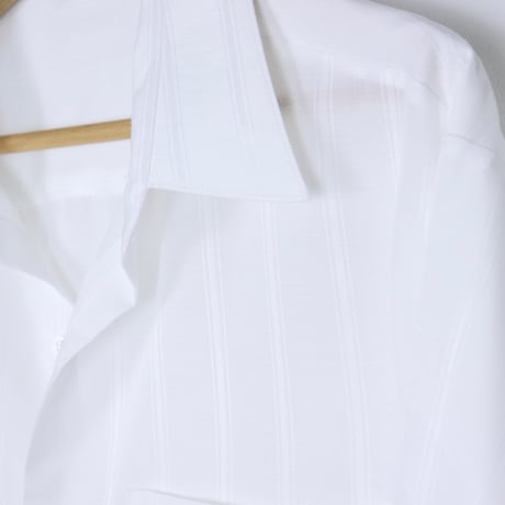Euro Vintage White Tonal Stripe Dress Shirts 1990s