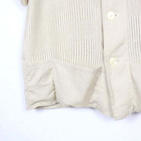 German Vintage Mesh Panel Open Collar Shirt 1960s