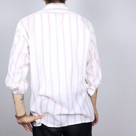 French Vintage Pink Stripe with "E.BERGER" Shirts 1980s