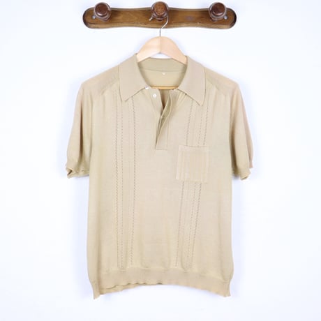 Euro Vintage Pointelle Knit Polo Shirt 1970-80s