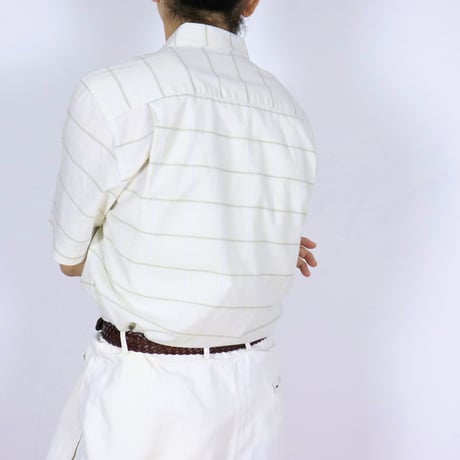 Italian Vintage Windowpane Check BD S/S Shirts 1980-90s
