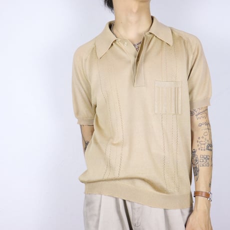 Euro Vintage Pointelle Knit Polo Shirt 1970-80s