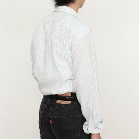 Euro Vintage Green Stripe Dress Shirts 1980s