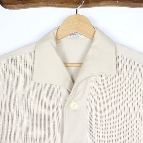 German Vintage Mesh Panel Open Collar Shirt 1960s