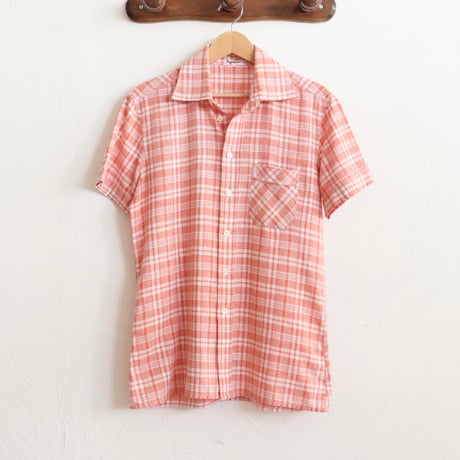 Euro Vintage Orange Plaid S/S Shirts 1970s