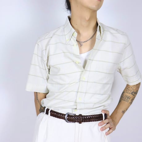 Italian Vintage Windowpane Check BD S/S Shirts 1980-90s