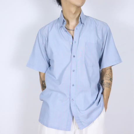 French Vintage Pastel Blue BD S/S Shirts 1980s