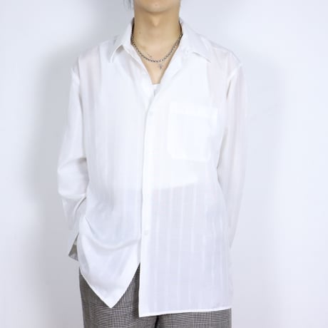 Euro Vintage White Tonal Stripe Dress Shirts 1990s