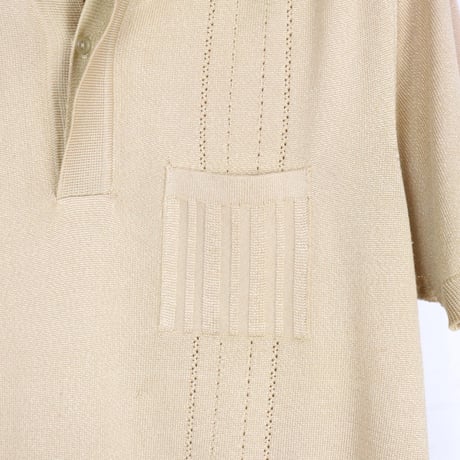 Euro Vintage Pointelle Knit Polo Shirt 1970-80s
