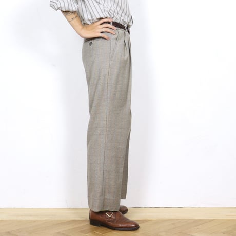 French Vintage Wool Check Trousers 1970s.