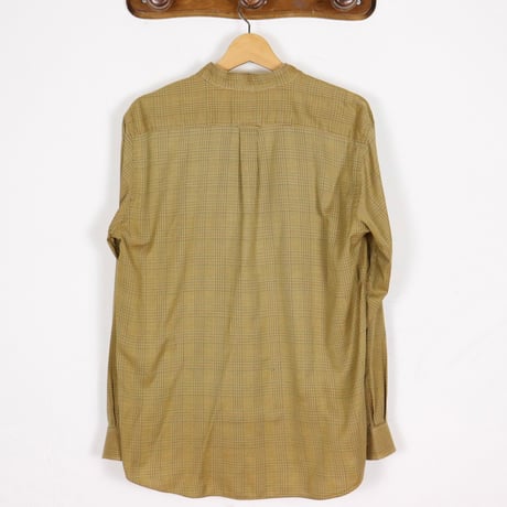 French Vintage Glen Check No Collar Shirts 1980s