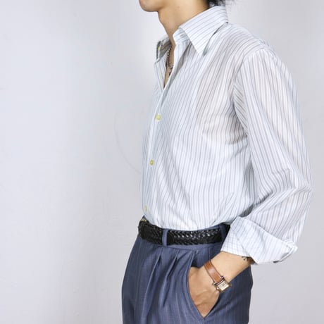 German Vintage Nylon Stripe Dress Shirts 1970s