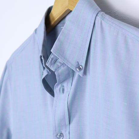 French Vintage Pastel Blue BD S/S Shirts 1980s
