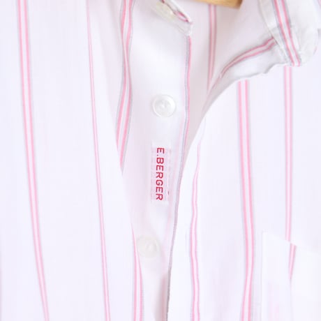 French Vintage Pink Stripe with "E.BERGER" Shirts 1980s