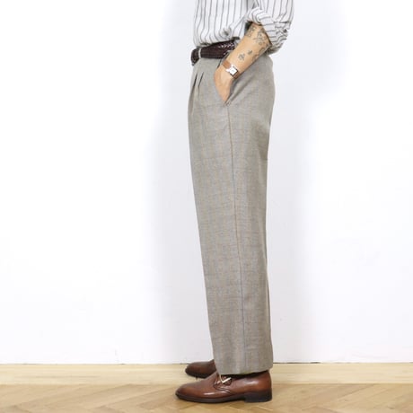 French Vintage Wool Check Trousers 1970s.