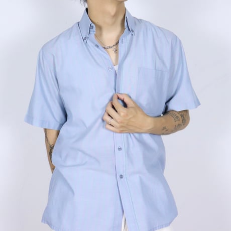 French Vintage Pastel Blue BD S/S Shirts 1980s