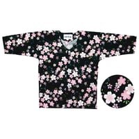 鯉口シャツ（子ども・男女兼用）【黒地に桜】5822