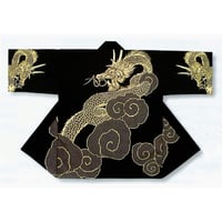 大人用顔料染祭り法被【そろばん玉半纏帯付き/黒地に雲龍】s9486