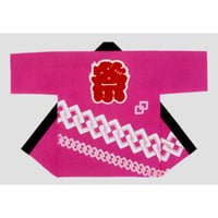 大人用顔料染祭り法被【そろばん玉半纏帯付き/祭に吉原繋ぎのピンク】s9529