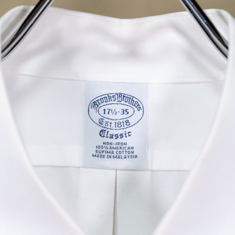 Brooks Brothers スーピマコットン ノンアイロン 長袖スプレッドカラードレスシャツ 白 17 1/2-35 CLASSIC
