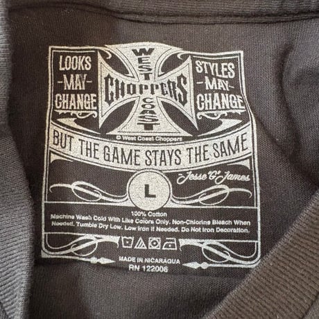 【未使用・美品】ウエストコーストチョッパーズ Tシャツ L 黒 両面 ファイヤー