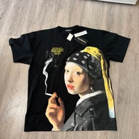 【新品タグ付】フェルメール パロディ Tシャツ L 黒 ライダース タバコ 両面