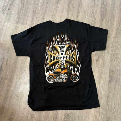 【未使用・美品】ウエストコーストチョッパーズ Tシャツ L 黒 両面 ファイヤー