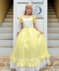 1980s yellow × white dress