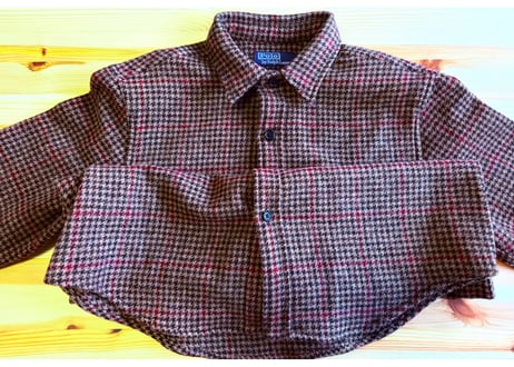 POLO RALPH LAUREN ポロラルフローレン　スエードパッチウールチェックオーバーシャツ　M（US）ウールブレンド