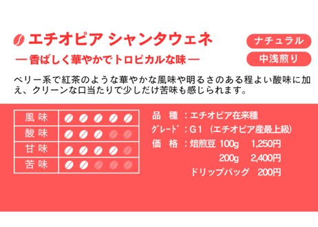 自家焙煎コーヒー豆　エチオピア・シャンタウェネ