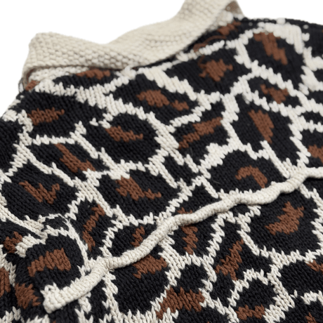【MICHAEL SEROY】Vintage Cropped Leopard Pattern Knit Jacket