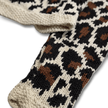 【MICHAEL SEROY】Vintage Cropped Leopard Pattern Knit Jacket