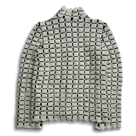 【LAZIVA / Made in Europe】Textured Grid Pattern Zip-Up Knit Jacket