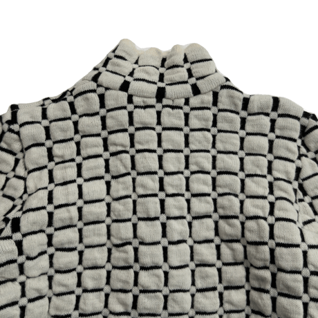 【LAZIVA / Made in Europe】Textured Grid Pattern Zip-Up Knit Jacket