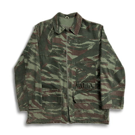 【Vintage】60s-70s French Lizard Camo Hunting Jacket "BORO / Repaired"