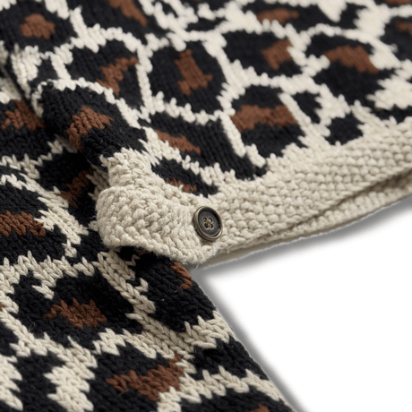 【MICHAEL SEROY】Vintage Cropped Leopard Pattern Knit Jacket