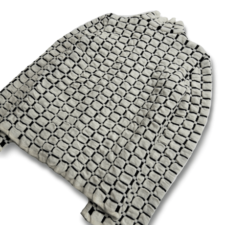 【LAZIVA / Made in Europe】Textured Grid Pattern Zip-Up Knit Jacket