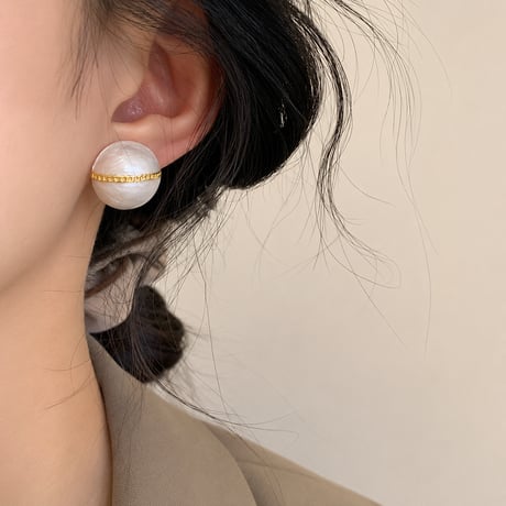 enamel gold line earrings　SH1145
