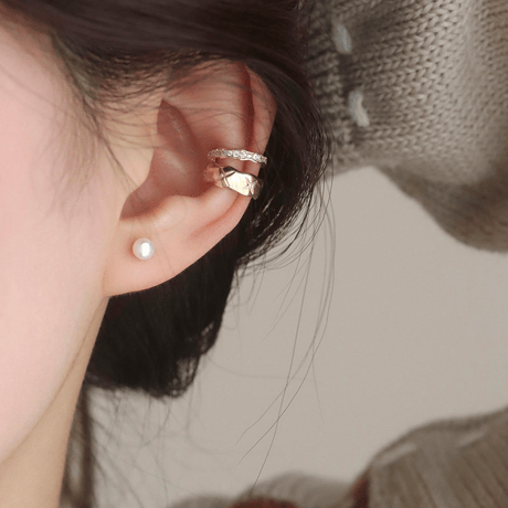 double layer star bijou gold ear cuff　SH1137