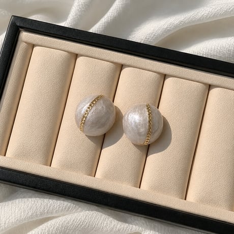 enamel gold line earrings　SH1145