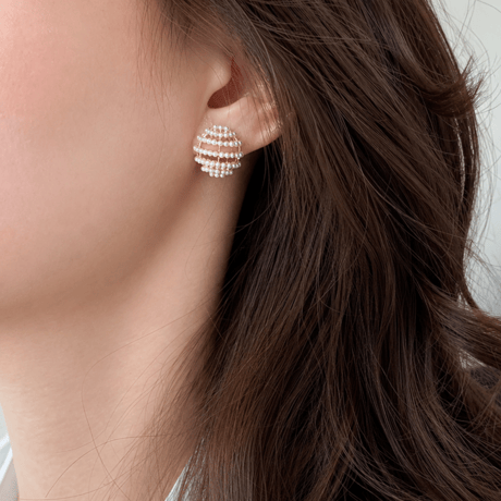 pearl gold circle earrings　SH1140