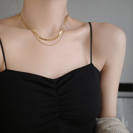 double layered metal necklace　SH1144