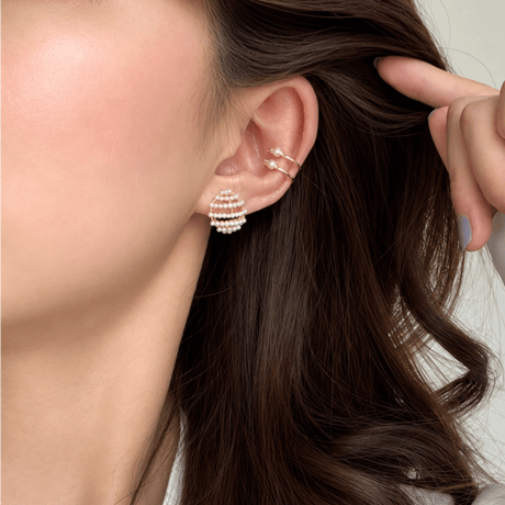 pearl gold circle earrings　SH1140