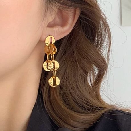 gold oval link long pierce　SH1163