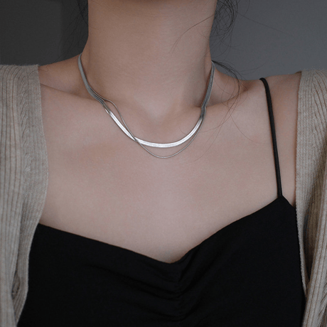double layered metal necklace　SH1144